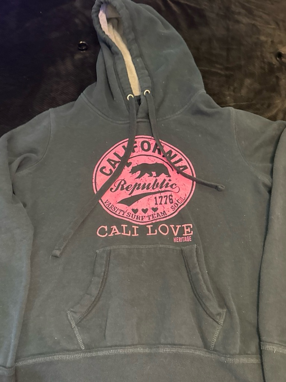 Cali Love Graphic Pullover Hoodie - Black with Pink Print